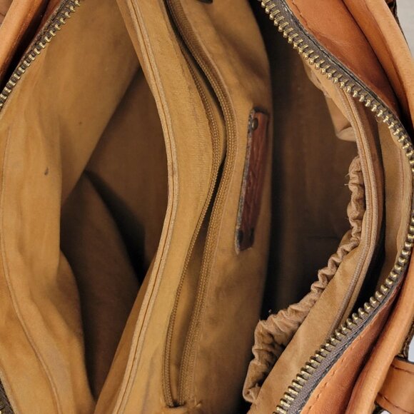 VNTG PATRICIA NASH, Woven Leather, Satchel, Cognac, Brown, Top Handle - Picture 13 of 16